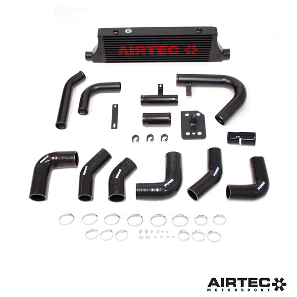 AIRTEC MOTORSPORT INTERCOOLER UPGRADE RACE RED, WHITE AIRTEC LOGO , PRO-SERIES BLACK