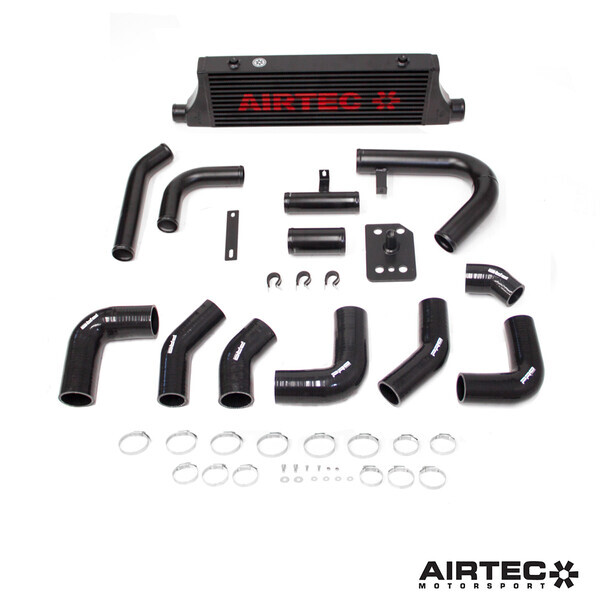 AIRTEC MOTORSPORT INTERCOOLER UPGRADE RACE RED, WHITE AIRTEC LOGO , PRO-SERIES BLACK