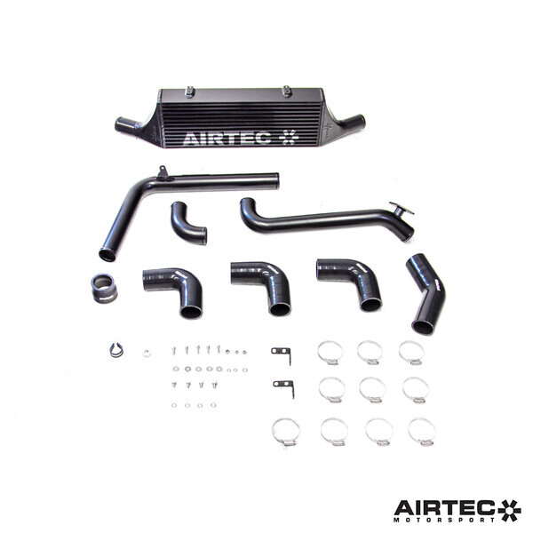 AIRTEC STAGE 3 FRONT MOUNT INTERCOOLER UPGRADE GLOSS BLACK, WHITE AIRTEC LOGO , PRO-SERIES BLACK