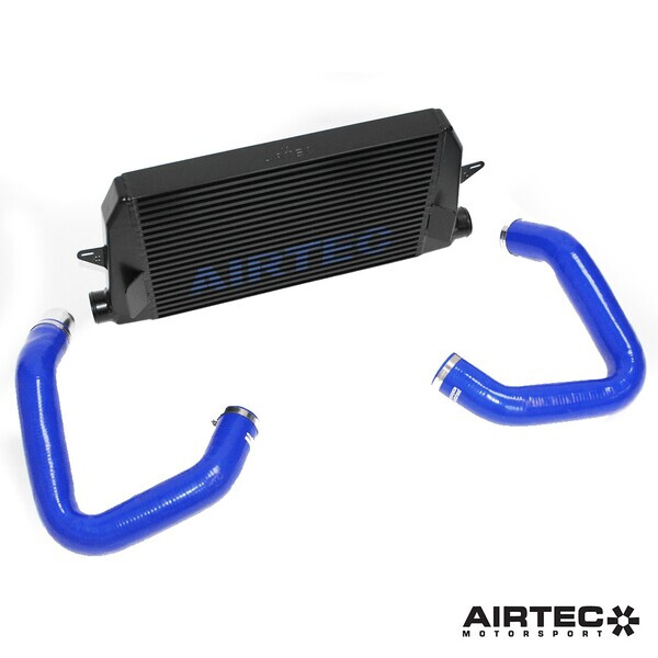 AIRTEC MOTORSPORT INTERCOOLER UPGRADE, WHITE AIRTEC LOGO , PRO-SERIES BLACK, GLOSS BLACK HOSES