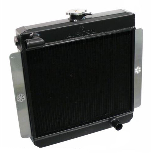 AIRTEC ALUMINIUM RADIATOR UPGRADE STRAIGHT TOP PIPE (X-FLOW), PRO-SERIES SATIN BLACK, RADIATOR ONLY – NO FAN