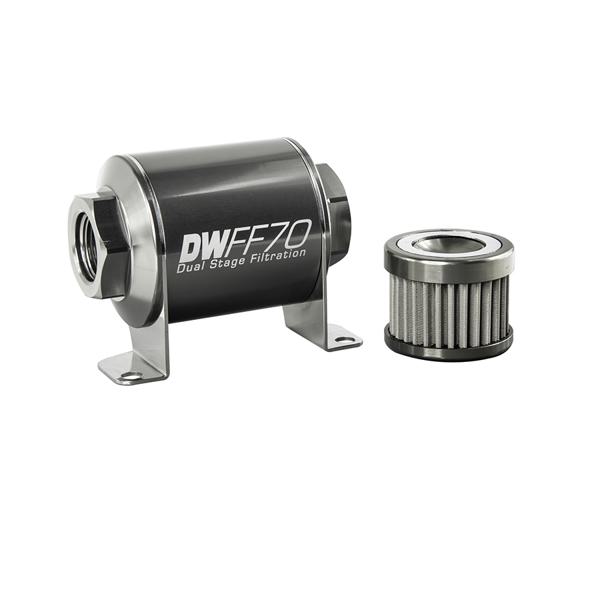 DeatschWerks 8-03-070-100K 10an female 100 micron 70mm in line fuel filter kit