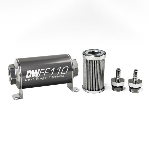 DeatschWerks 8-03-110-100K-516 5 16 in 100 micron 110mm in line fuel filter kit