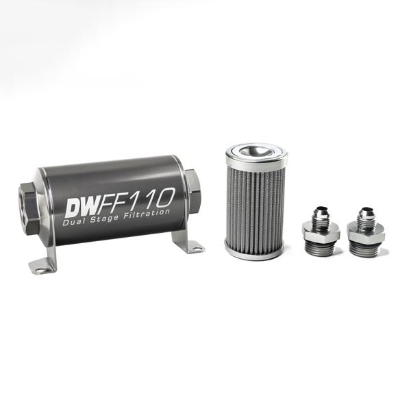 DeatschWerks 8-03-110-100K-6 6an 100 micron 110mm in line fuel filter kit