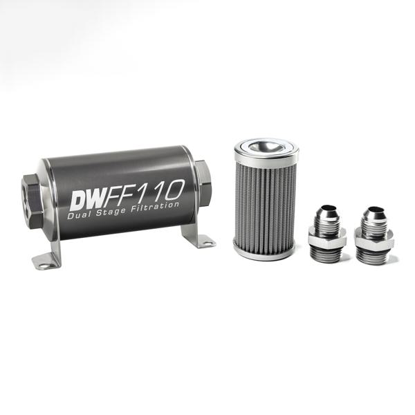 DeatschWerks 8-03-110-100K-8 8an 100 micron 110mm in line fuel filter kit