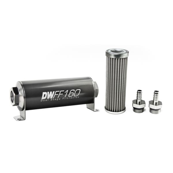 DeatschWerks 8-03-160-100K-38 3 8 in 100 micron 160mm in line fuel filter kit