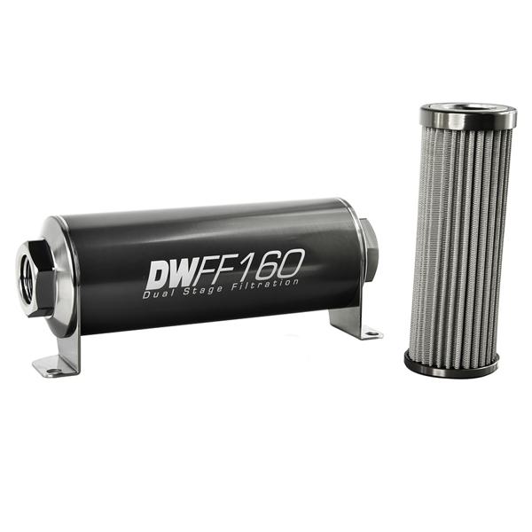 DeatschWerks 8-03-160-100K 10an female 100 micron 160mm in line fuel filter kit