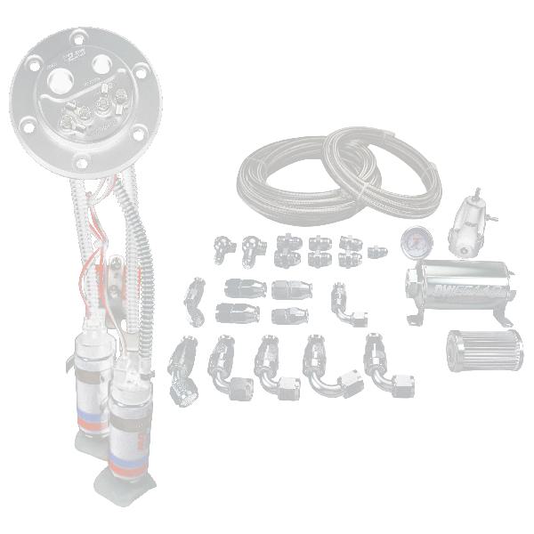 DeatschWerks 9-421-625-7043 x2 fuel pump hanger w dw420 fuel pumps and ptfe return kit